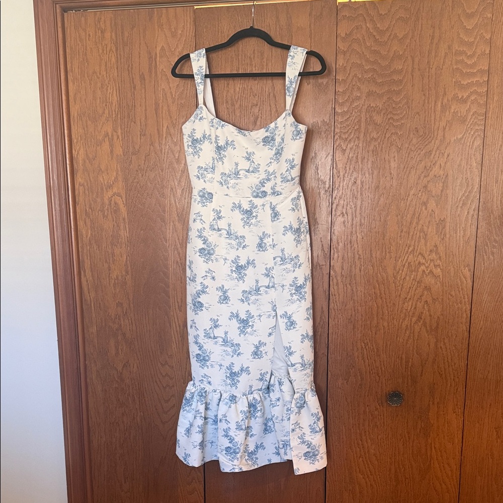 Sachin + Babi Blue and White Midi Dress